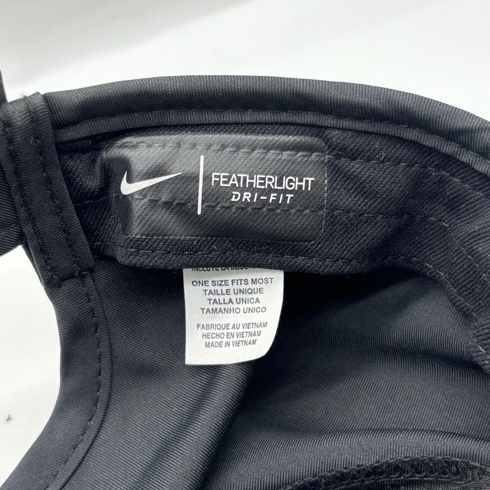 Nike Featherlight Dri-Fit Black Adjustable Hat Running Cap Lightweight Unisex - Picture 8 of 9